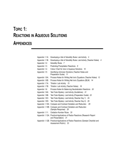 TOPIC 1: REACTIONS IN AQUEOUS SOLUTIONS APPENDICES