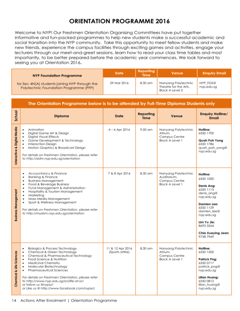 Orientation Programme In English