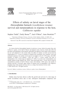 Effects of salinity on larval stages of the rhizocephalan barnacle