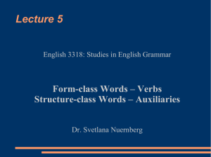 Verbs and Structure Class Words