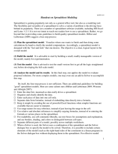 Handout on Spreadsheet Modeling