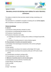 Mandatory clinical microbiology exam syllabus for senior laboratory