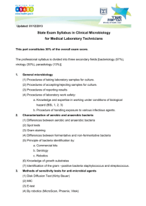 State Exam Syllabus in Clinical Microbiology for Medical Laboratory