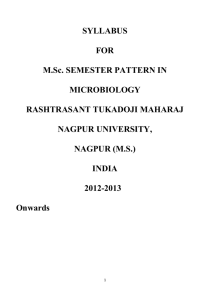 SYLLABUS FOR M.Sc. SEMESTER PATTERN IN MICROBIOLOGY