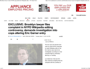 EXCLUSIVE: Brooklyn lawyer files complaint in NYPD Wikipedia