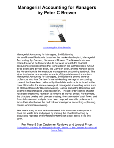 Managerial Accounting for Managers by Peter C Brewer