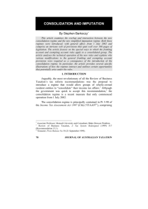 consolidation and imputation - Journal of Australian Taxation