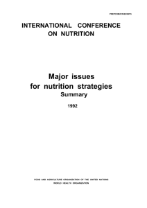 Major issues for nutrition strategies