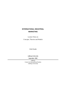 INTERNATIONAL INDUSTRIAL MARKETING Lecture Notes on