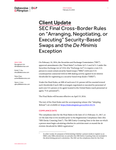 Client Update SEC Final Cross-Border Rules on “Arranging