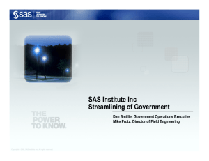 SAS Institute Inc Streamlining of Government