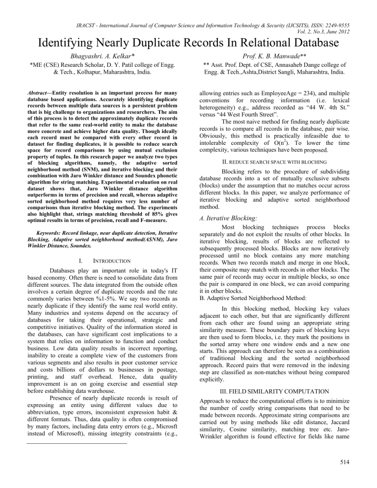 identifying-nearly-duplicate-records-in-relational-database