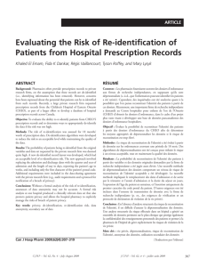 Evaluating the Risk of Re-identification of Patients from Hospital