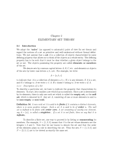 Chapter 2 ELEMENTARY SET THEORY