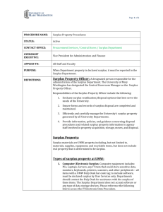 Surplus Property: Types of surplus property at UMW: