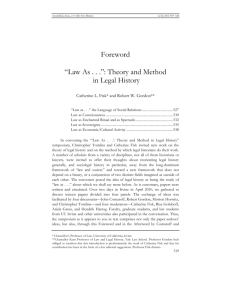 Foreword “Law As . . .”: Theory and Method in Legal History