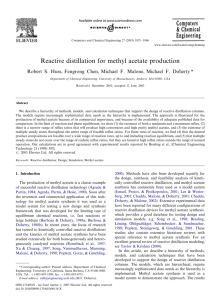 Reactive distillation for methyl acetate production