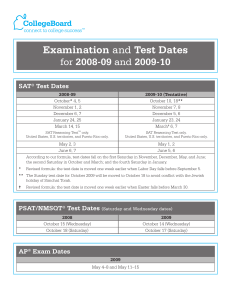 Examination and Test Dates