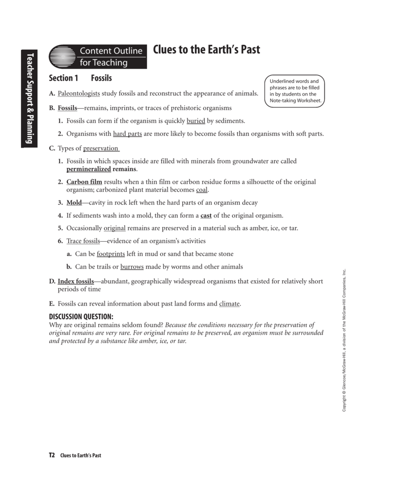 Fossils Clues To The Past Answer Key