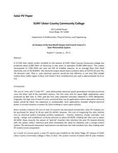 Solar PV Paper SUNY Ulster County Community College