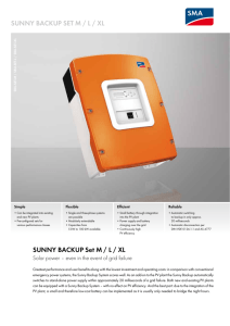 Suny Backup Set M / L / XL - Solar power – even in the event of grid