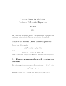 Lecture Notes for Math250: Ordinary Differential Equations