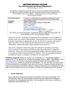 Psy 102 1001 - Western Nevada College