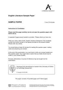 English Literature Sample Paper SAMPLE PAPER