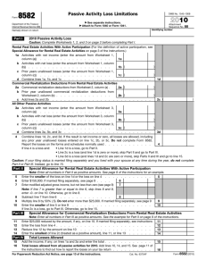 Form 8582 - Pillsbury Tax Page