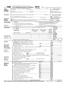 Form 1040 US Individual Income Tax Return 2010