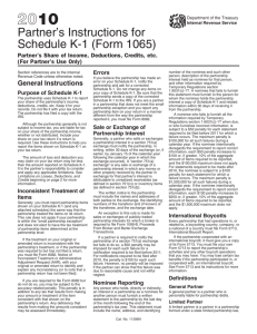 2010 Instruction 1065 Schedule K-1