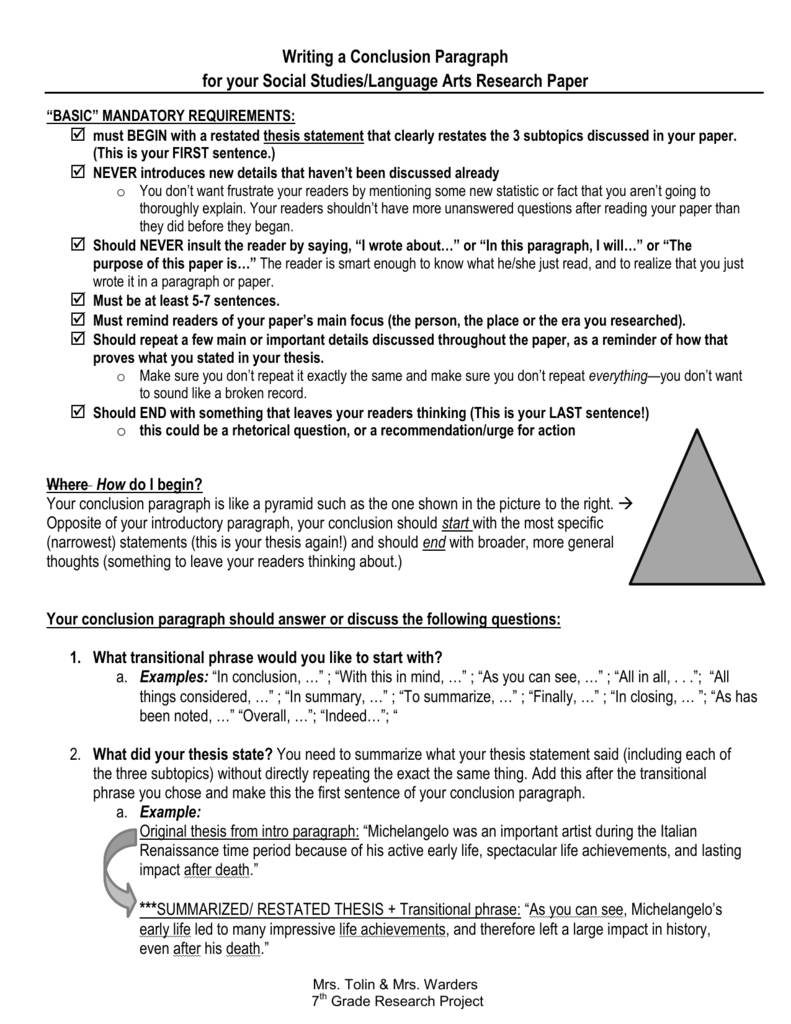 conclusion sample research paper