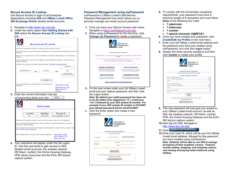 Secure Access ID Lookup Password Management