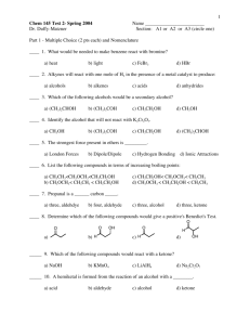 1 Chem 145 Test 2- Spring 2004 Name Dr. Duffy