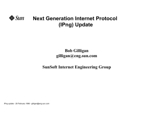 Next Generation Internet Protocol (IPng) Update