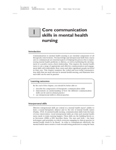 Core communication skills in mental health nursing