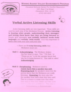 Verbal Active Listenin - Conflict Resolution Education Connection