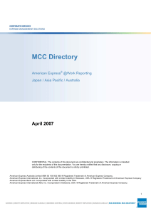 MCC Directory - American Express