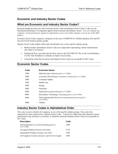 Economic and Industry Sector Codes What are Economic and
