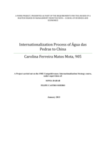 Internationalization Process of Água das Pedras to China