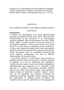 Chapter 8 (In 'Implementing the Social Model of Disability: Theory