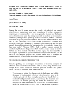 Chapter 8 (In 'Disability Studies: Past Present and Future' edited by