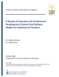 A Review of Literature On Professional Development Content