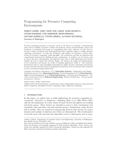 Programming for Pervasive Computing Environments