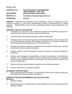 POSITION TITLE: SELF-SUFFICIENCY CASE MANAGER LIMITED
