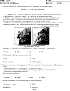 Unit 3 - Minerals & Rocks Exam w/Answers