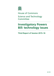 Report (Investigatory Powers Bill: technology issues)