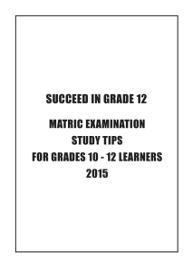Matric Study Tips 2015 - Department of Education