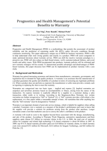 Prognostics and Health Management's Potential Benefits to Warranty