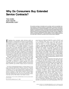 Why Do Consumers Buy Extended Service Contracts?